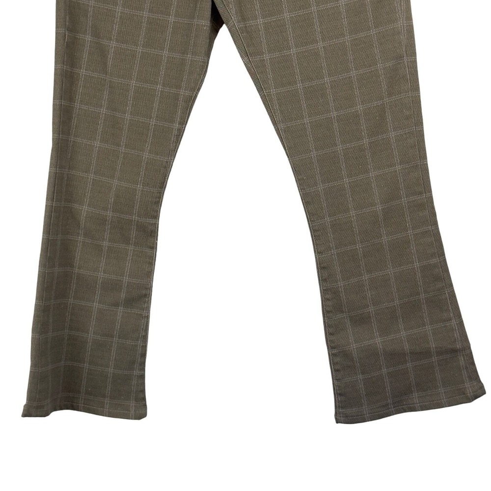 FRAME Le Crop Mini Boot Plaid Windowpane Cropped Pants Tan White Mid Rise 29 - Picture 9 of 16